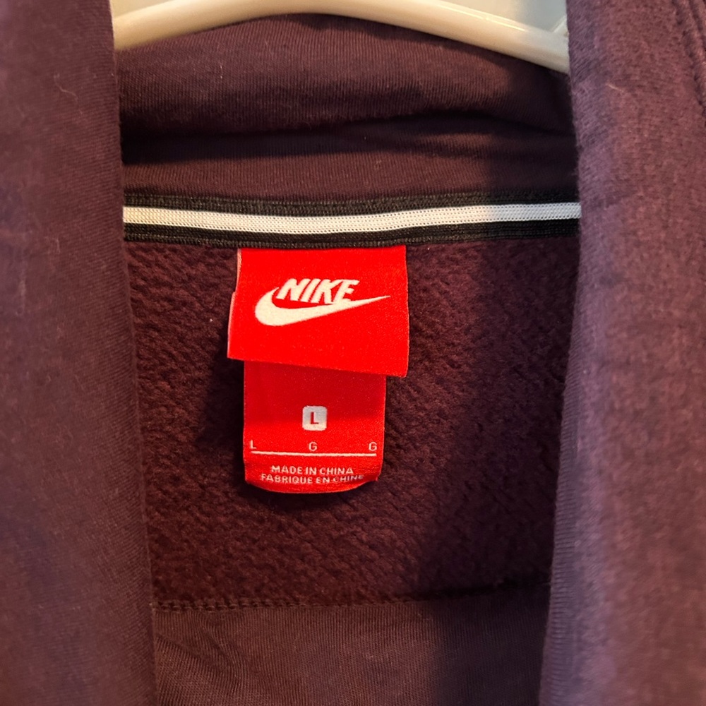 NIKE Womens LG Long Sleeve Hoodie Pullover Purple Silver Accents Funnel Neck - Picture 2 of 11